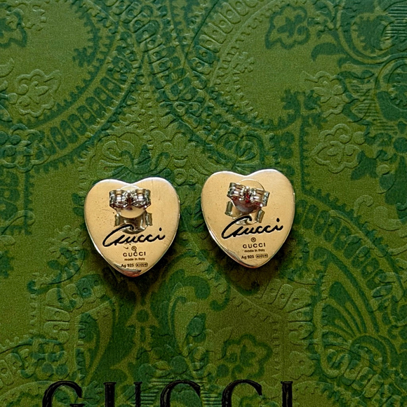 Gucci Heart Bee Silver Stud Earrings - Picture 2 of 6
